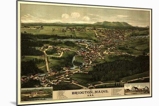 Bridgton, Maine - Panoramic Map-Lantern Press-Mounted Art Print