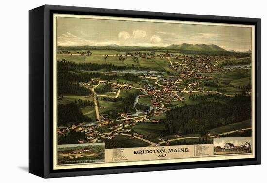 Bridgton, Maine - Panoramic Map-Lantern Press-Framed Stretched Canvas