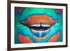 Bridled Parrotfish (Scarus Frenatus) Clownish Grin Reveals its Power Tools, Maldives, Indian Ocean-Franco Banfi-Framed Photographic Print