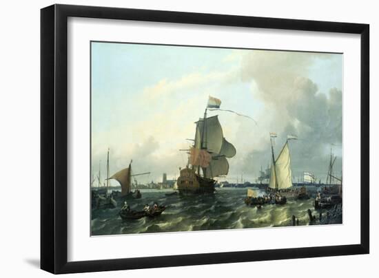 "Brielle" William III, Embarkation to England,1688-Ludolf Backhuysen-Framed Premium Giclee Print