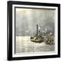 Brienz (Switzerland), Boat Alongside the Lake's Pier, Circa 1865-Leon, Levy et Fils-Framed Photographic Print