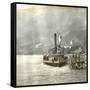 Brienz (Switzerland), Boat Alongside the Lake's Pier, Circa 1865-Leon, Levy et Fils-Framed Stretched Canvas