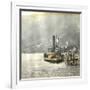 Brienz (Switzerland), Boat Alongside the Lake's Pier, Circa 1865-Leon, Levy et Fils-Framed Photographic Print