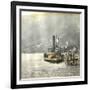 Brienz (Switzerland), Boat Alongside the Lake's Pier, Circa 1865-Leon, Levy et Fils-Framed Photographic Print