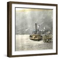 Brienz (Switzerland), Boat Alongside the Lake's Pier, Circa 1865-Leon, Levy et Fils-Framed Photographic Print