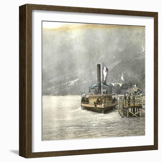 Brienz (Switzerland), Boat Alongside the Lake's Pier, Circa 1865-Leon, Levy et Fils-Framed Photographic Print