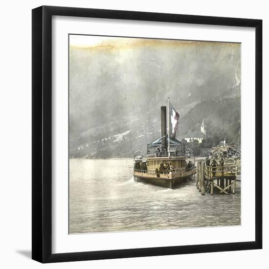 Brienz (Switzerland), Boat Alongside the Lake's Pier, Circa 1865-Leon, Levy et Fils-Framed Photographic Print