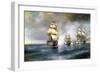 Brig Mercury Attacked by Two Turkish Ships on May 14th, 1829, 1892-Ivan Konstantinovich Aivazovsky-Framed Premium Giclee Print