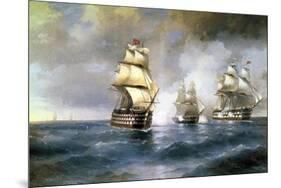 Brig Mercury Attacked by Two Turkish Ships on May 14th, 1829, 1892-Ivan Konstantinovich Aivazovsky-Mounted Giclee Print