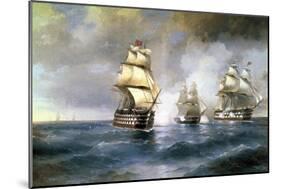 Brig Mercury Attacked by Two Turkish Ships on May 14th, 1829, 1892-Ivan Konstantinovich Aivazovsky-Mounted Giclee Print