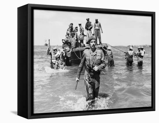 Brigadier Cotterill-Hill Wades Ashore � Burma-Robert Hunt-Framed Stretched Canvas