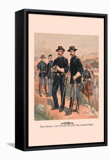 Brigadier General, Line Officers, Enlisted Men in Campaign Dress-H.a. Ogden-Framed Stretched Canvas