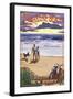 Brigantine Beach, New Jersey - Beach and Sunset-Lantern Press-Framed Art Print