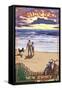 Brigantine Beach, New Jersey - Beach and Sunset-Lantern Press-Framed Stretched Canvas