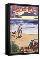 Brigantine Beach, New Jersey - Beach and Sunset-Lantern Press-Framed Stretched Canvas