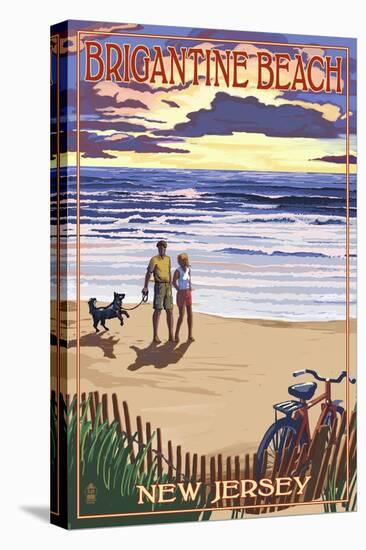 Brigantine Beach, New Jersey - Beach and Sunset-Lantern Press-Stretched Canvas