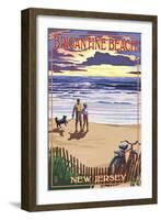 Brigantine Beach, New Jersey - Beach and Sunset-Lantern Press-Framed Art Print