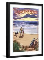 Brigantine Beach, New Jersey - Beach and Sunset-Lantern Press-Framed Art Print