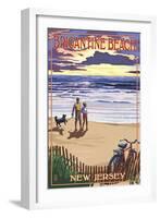 Brigantine Beach, New Jersey - Beach and Sunset-Lantern Press-Framed Art Print