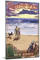 Brigantine Beach, New Jersey - Beach and Sunset-Lantern Press-Mounted Art Print