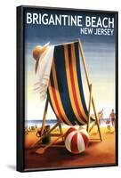 Brigantine Beach, New Jersey - Beach Chair and Ball-Lantern Press-Framed Art Print