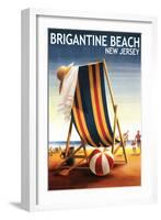 Brigantine Beach, New Jersey - Beach Chair and Ball-Lantern Press-Framed Art Print