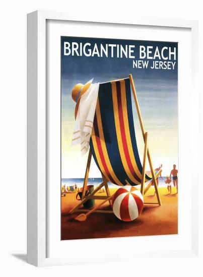 Brigantine Beach, New Jersey - Beach Chair and Ball-Lantern Press-Framed Art Print