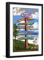 Brigantine Beach, New Jersey - Destinations Signpost-Lantern Press-Framed Art Print