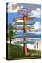 Brigantine Beach, New Jersey - Destinations Signpost-Lantern Press-Stretched Canvas