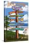 Brigantine Beach, New Jersey - Destinations Signpost-Lantern Press-Stretched Canvas