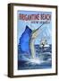 Brigantine Beach, New Jersey - Sailfish Deep Sea Fishing-Lantern Press-Framed Art Print