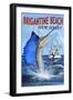 Brigantine Beach, New Jersey - Sailfish Deep Sea Fishing-Lantern Press-Framed Art Print