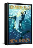 Brigantine Beach, New Jersey - Stylized Shark-Lantern Press-Framed Stretched Canvas