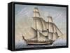 Brigantine Il Veloce, Captain Giuseppe Novaro, 1798, Watercolor by Francesco Resman, Italy-null-Framed Stretched Canvas