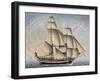 Brigantine Il Veloce, Captain Giuseppe Novaro, 1798, Watercolor by Francesco Resman, Italy-null-Framed Giclee Print