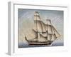 Brigantine Il Veloce, Captain Giuseppe Novaro, 1798, Watercolor by Francesco Resman, Italy-null-Framed Giclee Print