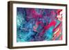 Bright Artistic Splashes. Abstract Painting Color Texture. Modern Futuristic Pattern. Blue and Pink-Excellent backgrounds-Framed Art Print