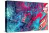 Bright Artistic Splashes. Abstract Painting Color Texture. Modern Futuristic Pattern. Blue and Pink-Excellent backgrounds-Stretched Canvas