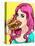Bright Attractive Sexy Cover Hot Pink Hair Girl with Burgers, Pop Art Retro Hipster Fashion Retro P-Faith Nyky-Stretched Canvas