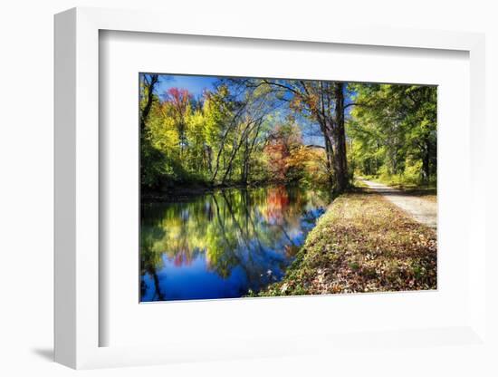 Bright Autumn Day At The Canal-George Oze-Framed Photographic Print