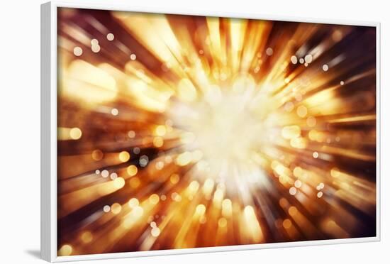 Bright Blast Of Light In Space Background-STILLFX-Framed Art Print