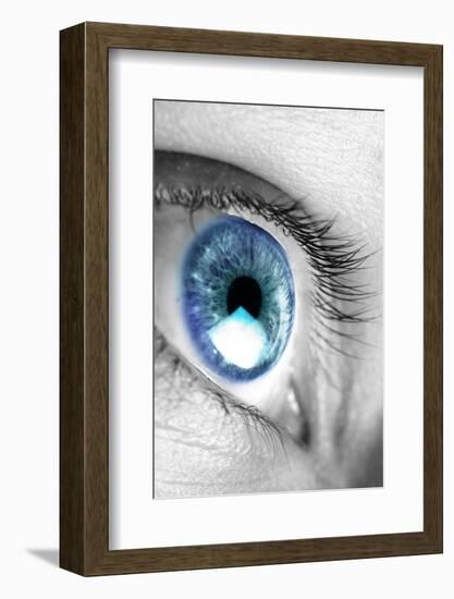 Bright Blue Eye Closeup-SSilver-Framed Photographic Print