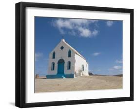 Bright Church at Sandy Beach, Pedro Da Sal, Sal, Cape Verde, Africa-Michael Runkel-Framed Premium Photographic Print