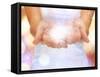 Bright Closeup Picture of Magic Twinkles on Female Hands-dolgachov-Framed Stretched Canvas