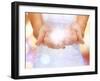 Bright Closeup Picture of Magic Twinkles on Female Hands-dolgachov-Framed Photographic Print