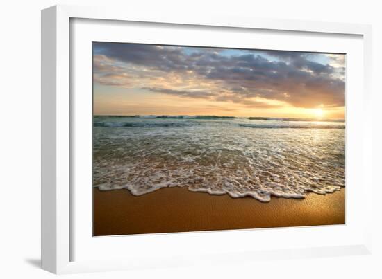 Bright Cloudy Sunset in the Calm Ocean-Givaga-Framed Photographic Print