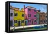 Bright Colored Homes Along Canal, Burano, Italy-Terry Eggers-Framed Stretched Canvas
