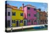 Bright Colored Homes Along Canal, Burano, Italy-Terry Eggers-Stretched Canvas