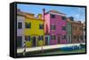 Bright Colored Homes Along Canal, Burano, Italy-Terry Eggers-Framed Stretched Canvas