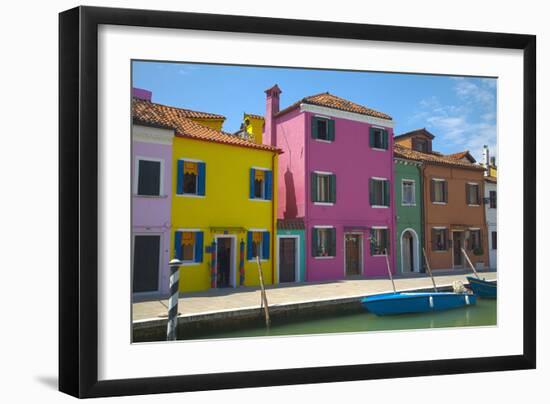 Bright Colored Homes Along Canal, Burano, Italy-Terry Eggers-Framed Photographic Print